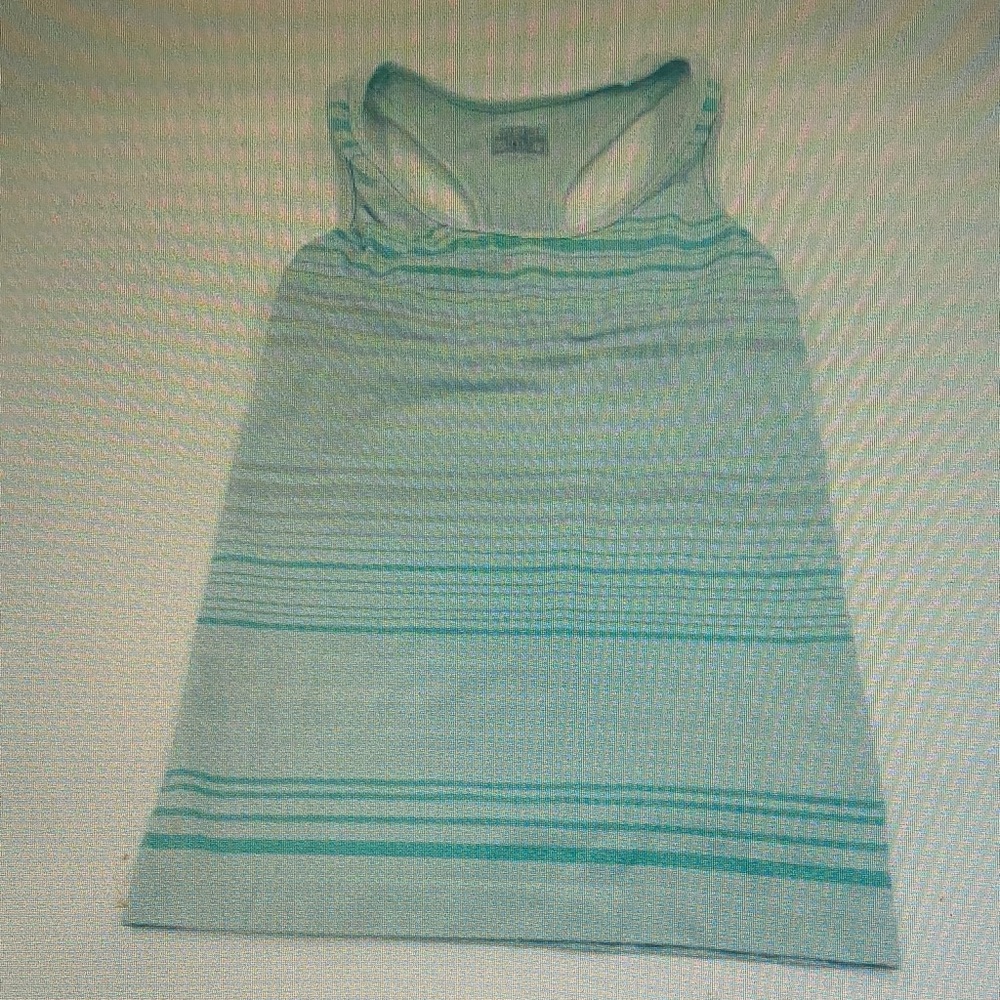 Light Blue Striped Racerback Crop Top